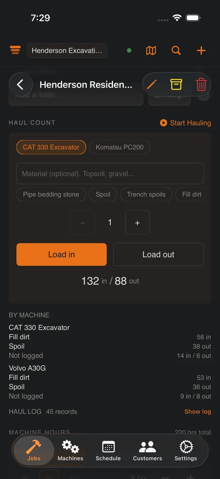 Haul counter on iPhone