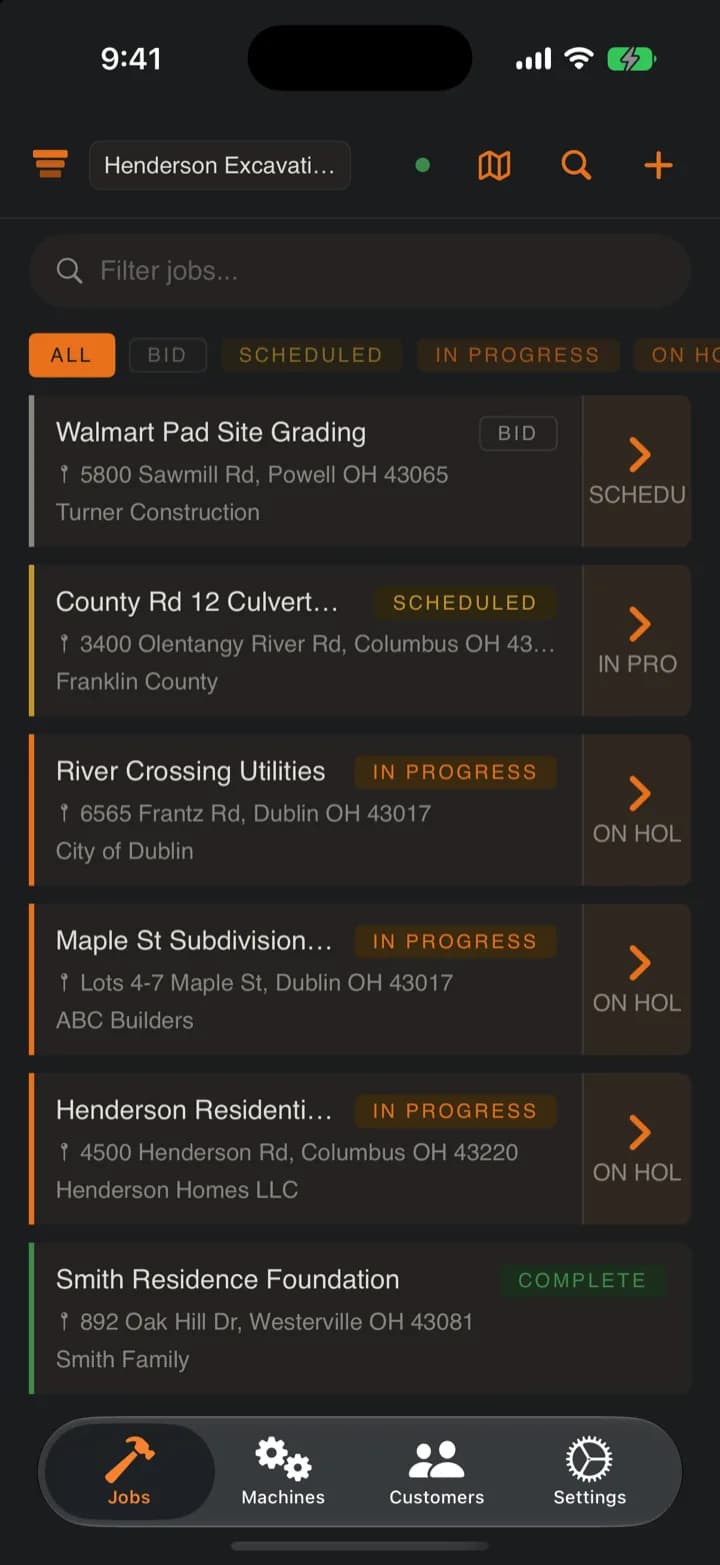 SpoilStack Jobs list on iPhone